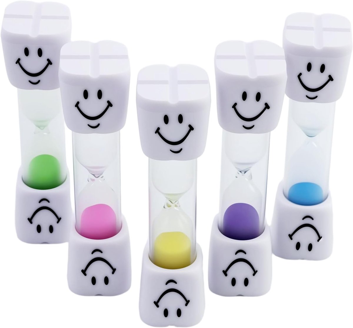 5 stuks zandloper-timer, kind tandenpoetsen, 3 minuten, kookspelletjes, berekening