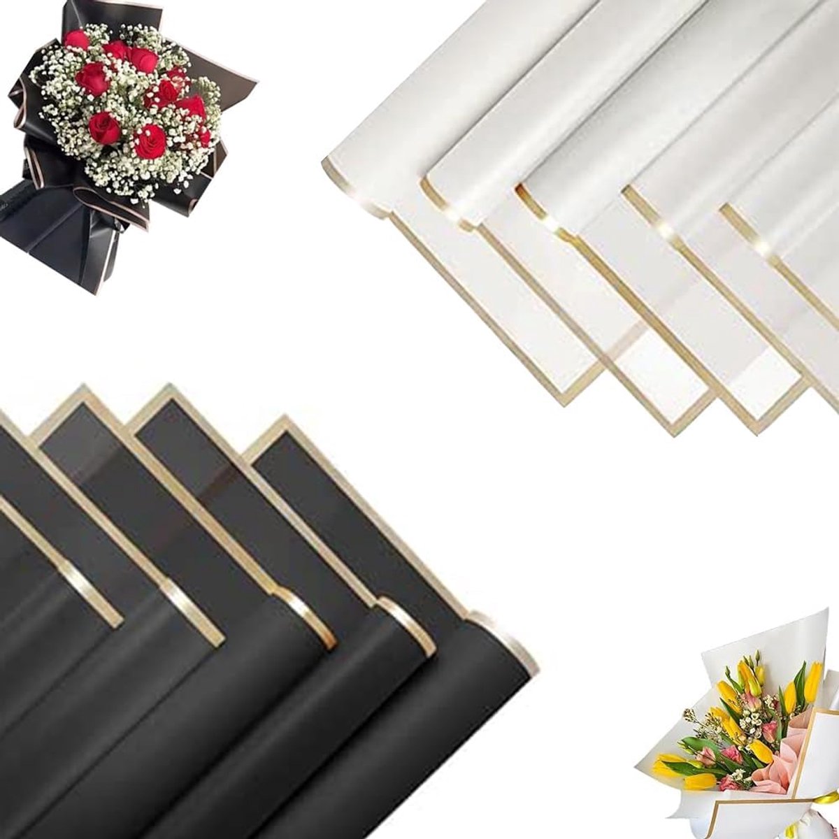 Cadeaupapier, 40 vellen, waterdicht bloemenpapier, waterdicht wikkelpapier, bloemenpapier met lint, voor geschenkverpakkingen, bloemen, kunst en handwerk