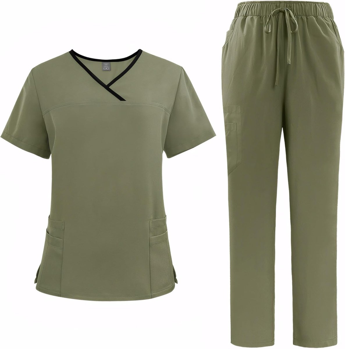 Set Unisex Medische Uniform Set Polyester Ademend Sneldrogend Anti Pilling Werkkleding met 4 Pocket Top Stretch Broek DK51