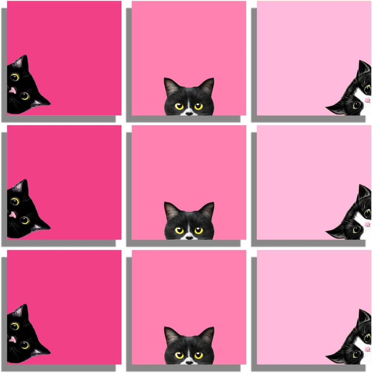9 Blokken roze kat zelfklevende notities set, roze zelfklevende plaknotities leuke zelfklevende notitieblaadjes, grappige plakbriefpapier, cadeau voor kattenliefhebbers, kantoor en schoolbenodigdheden