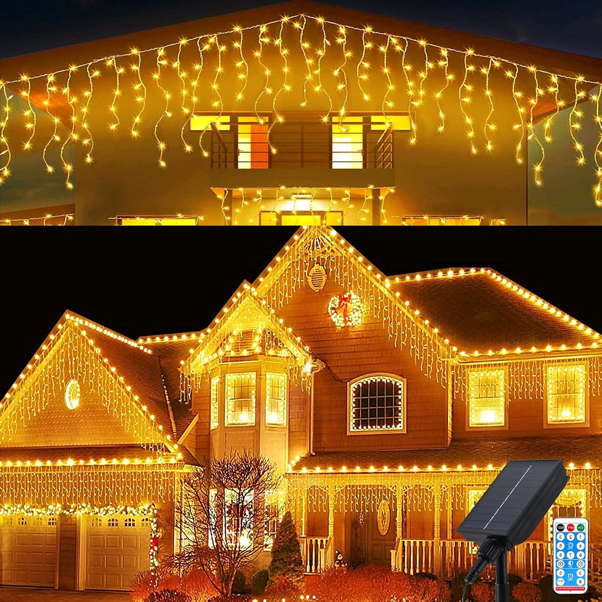Ijsregen Lichtslinger met USB-opladen 8M Waterdicht Ijsregen Lichtslinger 8 Modi 288 LEDs 48 Stuks Gordijnverlichting met Afstandsbediening voor Tuin Bruiloft Feest Kerstdecoratie