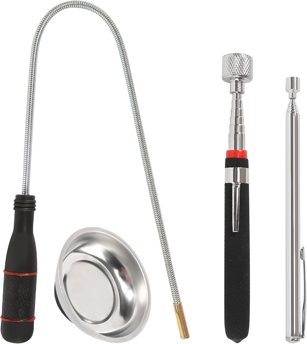 magnetisch pick-up gereedschap, 4 stuks uitschuifbare magnetische pick-up tools, flexibele buigbare veer magneet stok voor het oppakken van kleine onderdelen metalen voorwerpen
