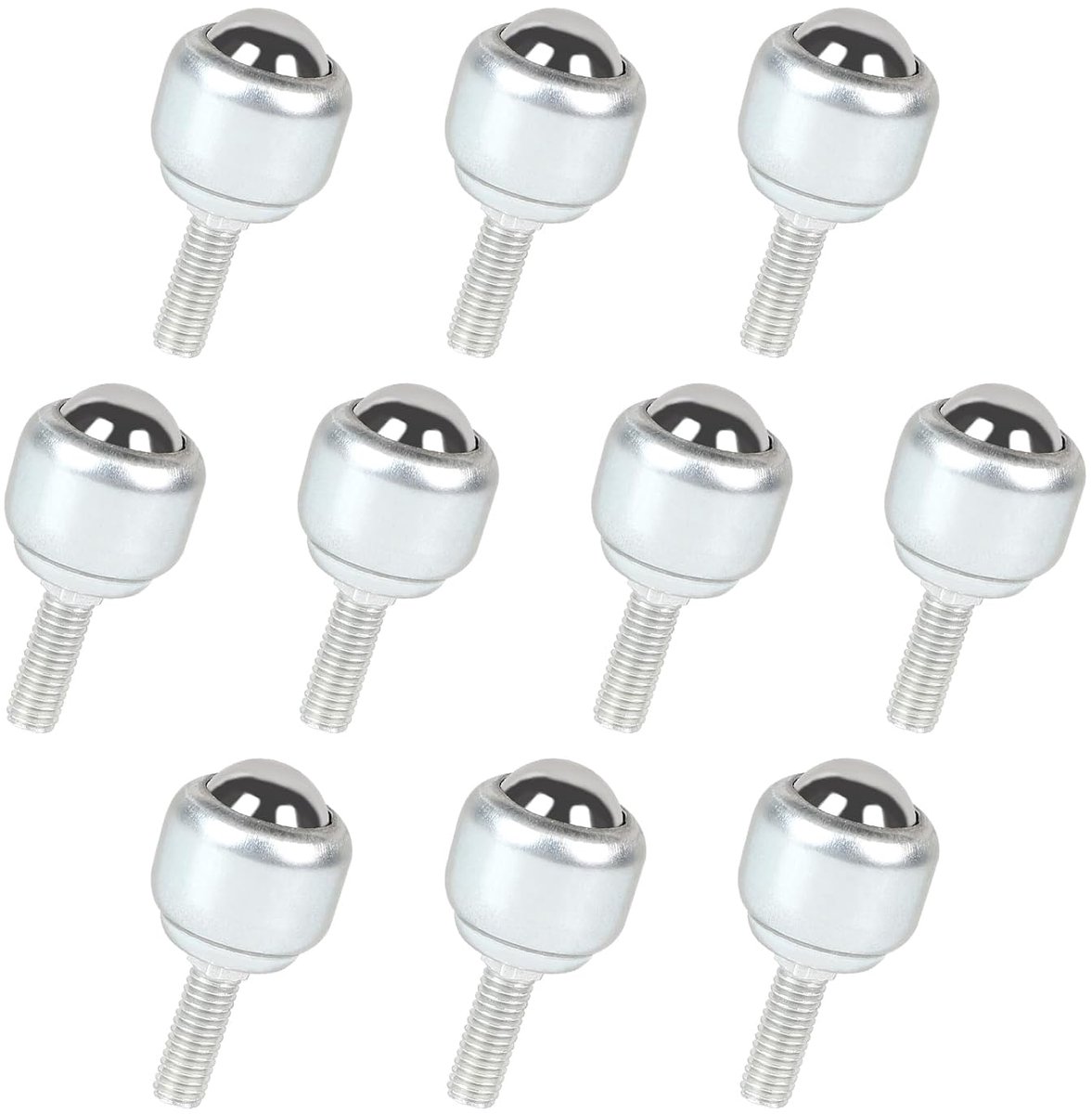 10 stuks kogelrollen met M5-schroefdraadstang, 16,5 mm, kogelrollagers 360 graden, meubelwielen, klein koolstofstaal, zwenkkogelwielen voor het vervoer van meubels, keukenapparaten, industriële