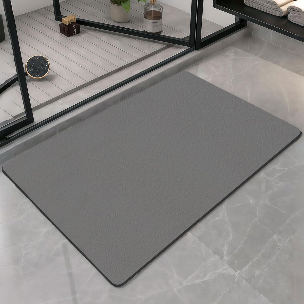 Badmat 40x60cm Grijs - Antislip badkamerteppich van microvezel, hoog absorberend & sneldrogend, wasbaar voor douche en badkuip