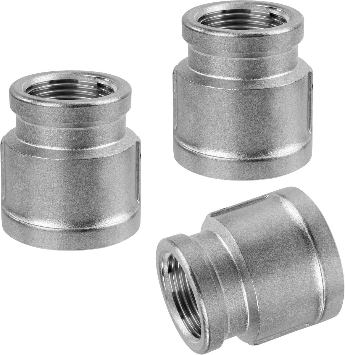 Slangaansluiting van roestvrij staal, 3-delig, 1 inch vrouwelijk naar 3/4 inch binnendraad, verloopconnector roestvrij staal 304, slangaansluiting adapter voor water, lucht, omzetting