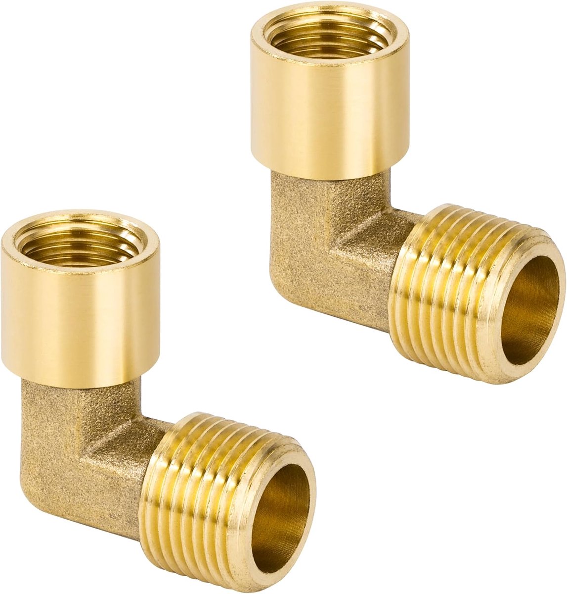 90 graden hoekverbinding, pakket van 2 3/8 inch mannelijke x 1/4 inch vrouwelijke draad messing elleboogverbinding, pijphoekelleboogadapter voor water, lucht, sanitaire