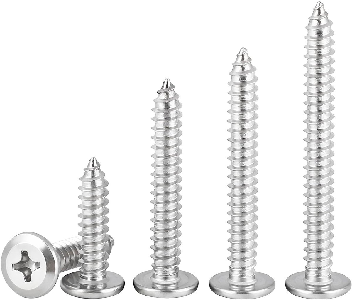 20 stuks zelftappende schroeven van roestvrij staal 304, M6 x 45 mm, kruiskopschroeven, platte kopschroeven, meubelschroeven
