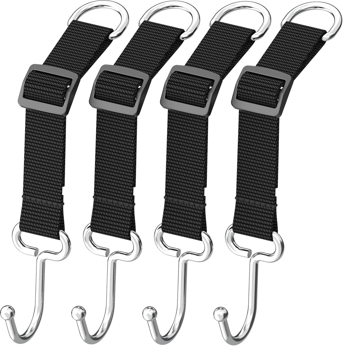 hoofdsteunen, autotashouder, auto-accessoires interieur, autoaccessoires, camperaccessoires, metalen haken, verstelbare lengte, 4 stuks | Verstelbare achterbankhanger, metaal, duurzaam, 45,4 kg capaciteit, portemonnee-houder