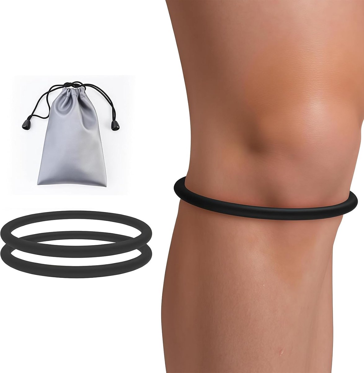 2 stuks kniebeschermer tegen kniepijn, knieband voor basketbal, hardlopen, tennis, voetbal, wandelen, siliconen patellapeesbeschermer voor dames en heren met opbergtas