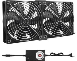 2 x 120 mm ventilator 12 V pc-ventilator met toerentalregeling AC 100-240 V ventilator dubbele kogellagers ventilator axiale ventilator stille ventilator voor PC laptop tv radio