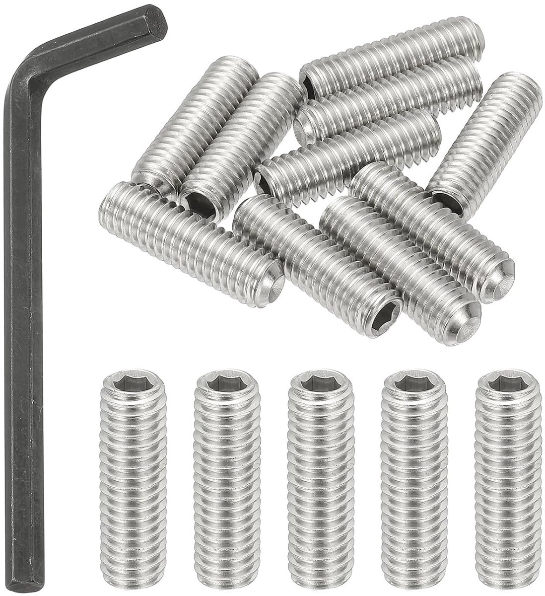 Inbusbevestigingsschroeven 3/8-16 x 1-1/4 inch, 10 stuks roestvrij staal 304 punts cup met zeskantsleutel voor deurgrepen, badkameraccessoires