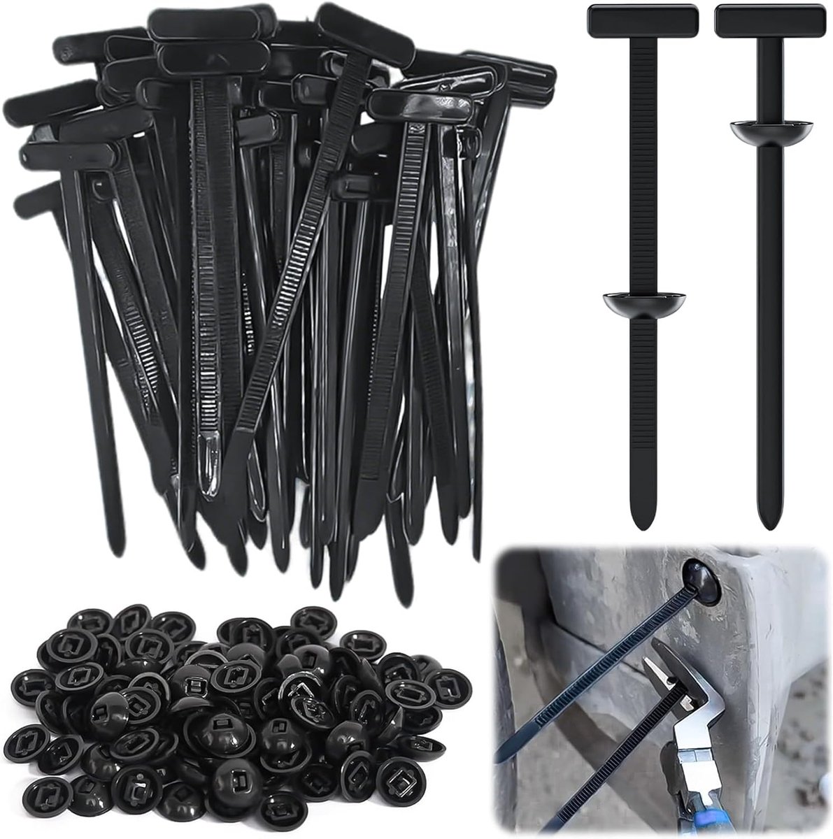 150 stuks nylon universele kabelgespen, veelzijdig 90 mm universele kabelbinder-gesp, voor autoreparatie, huis, bouw, tuinieren (zwart)