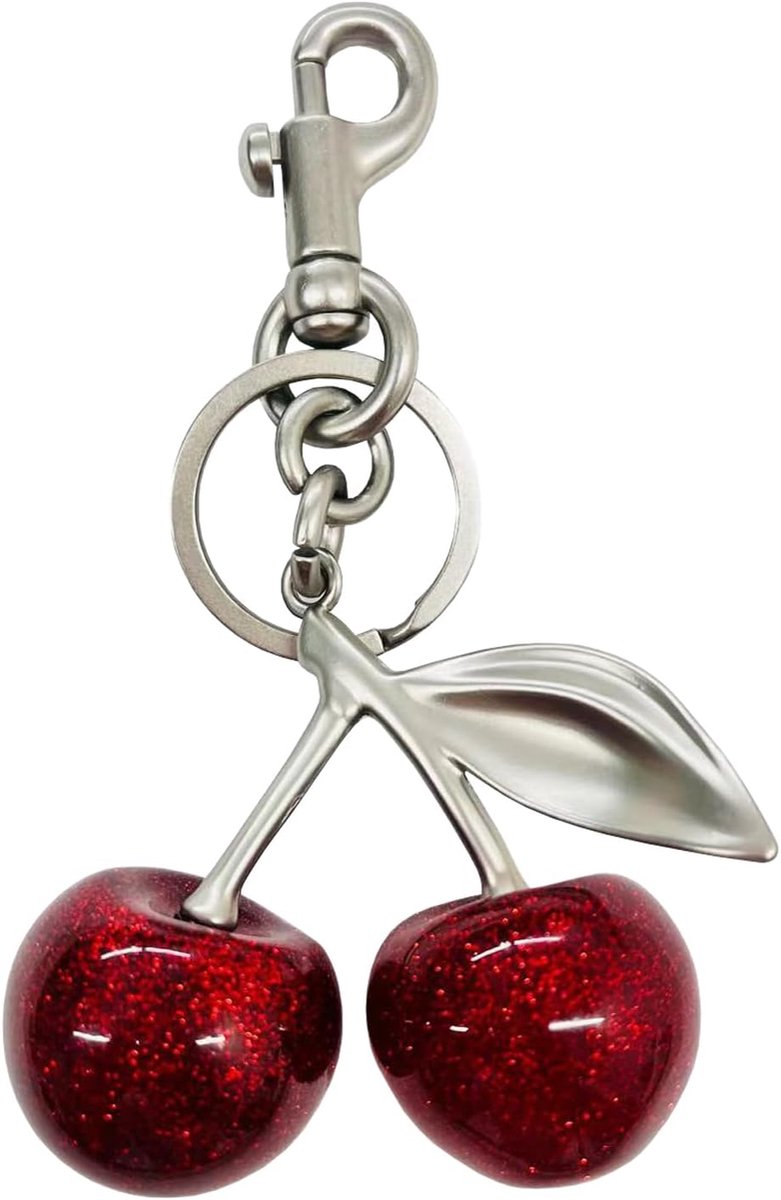 Sleutelhanger met kersenkristal en kersenmotief, modieus accessoire voor tas, sleutel, cadeau-idee voor vrouwen