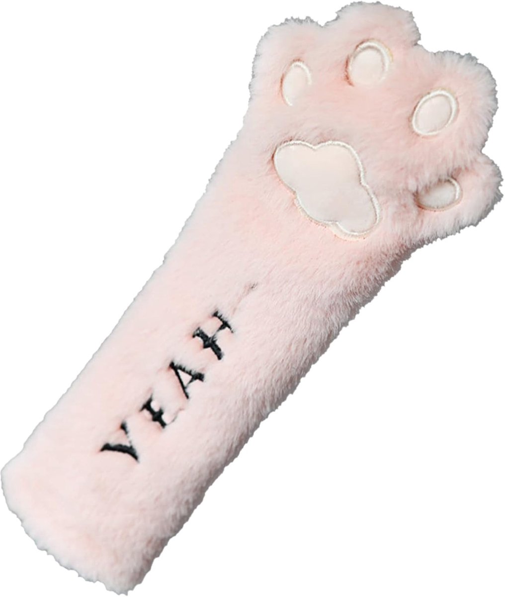 -stoelgordelkussen, Schattige Veiligheidsgordel Covers Cat Claws Uiterlijk Comfortabel Zachte Pluche Autostoelriemriemriem voor Vrouwen (PINK)