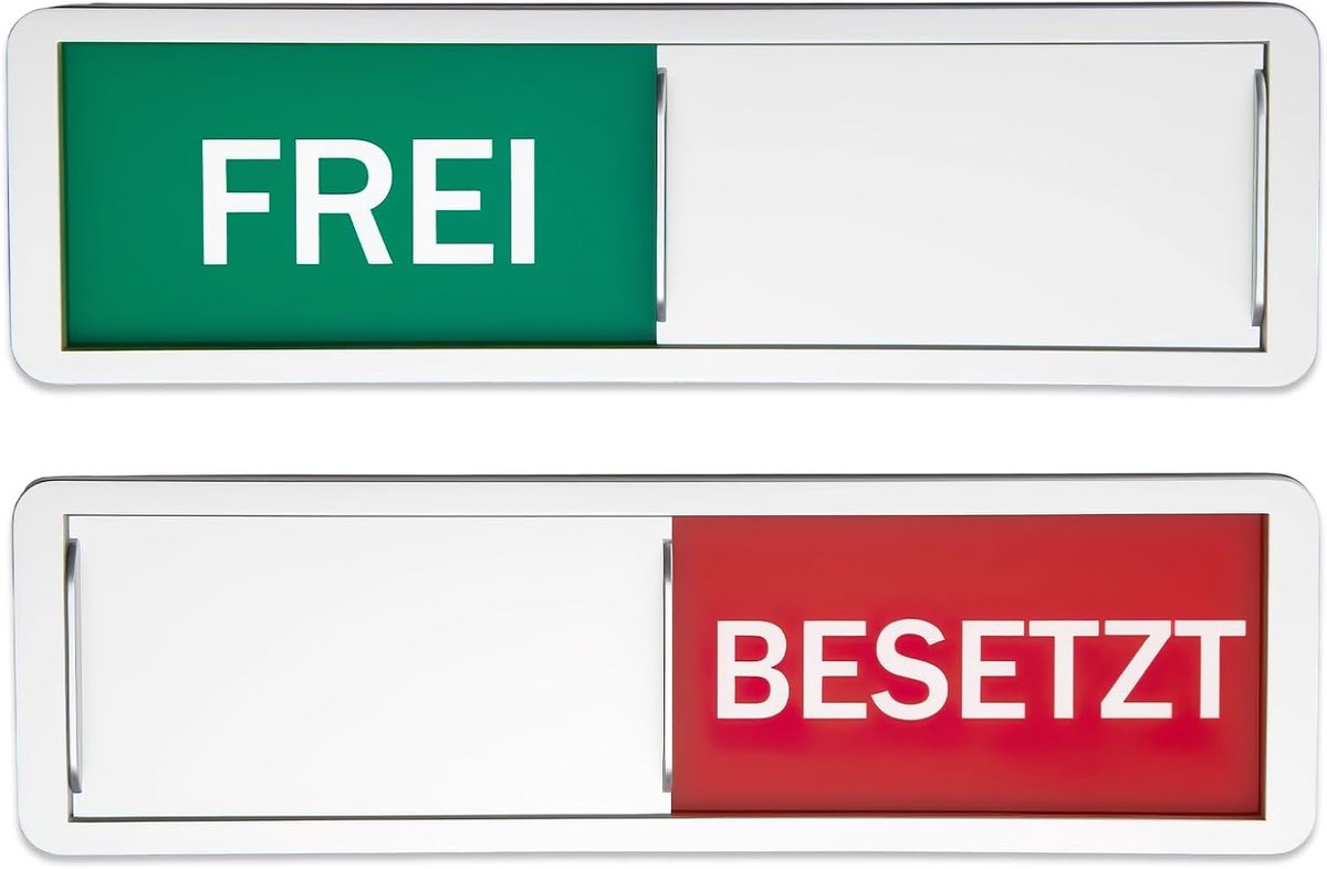 bordje voor toilet, vrij bezet borden, schuifborden, 17,8 x 5,2 cm, toiletbordje met schuiver, bezettingsbord voor wachtkamer, vergaderruimtes, ruimtestatus, ruimtebord