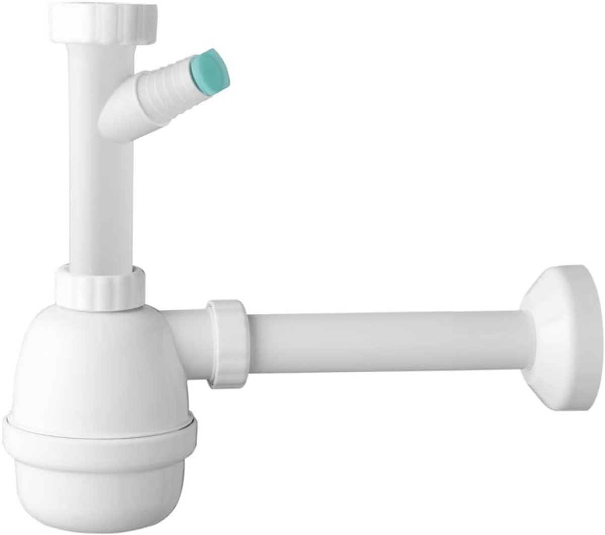 4395310 | Universele sifon voor 1 inch 1/2 spoelbakken met stopcontact voor vaatwasser, uitlaatdiameter. 40 mm - in hoogte verstelbaar, ruimtebesparend, wit