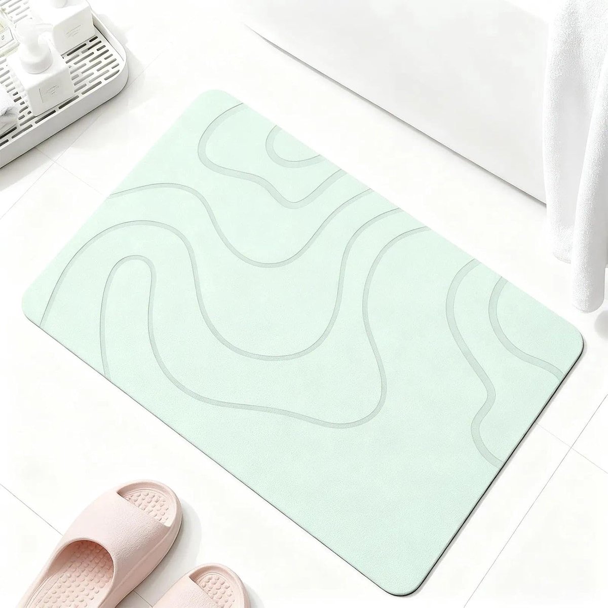 badmat, douchemat, badkamertapijt, antislip, 60 x 40 cm, sneldrogend, geschikt voor douchecabines, badkuipen en badkamers, lichtblauw