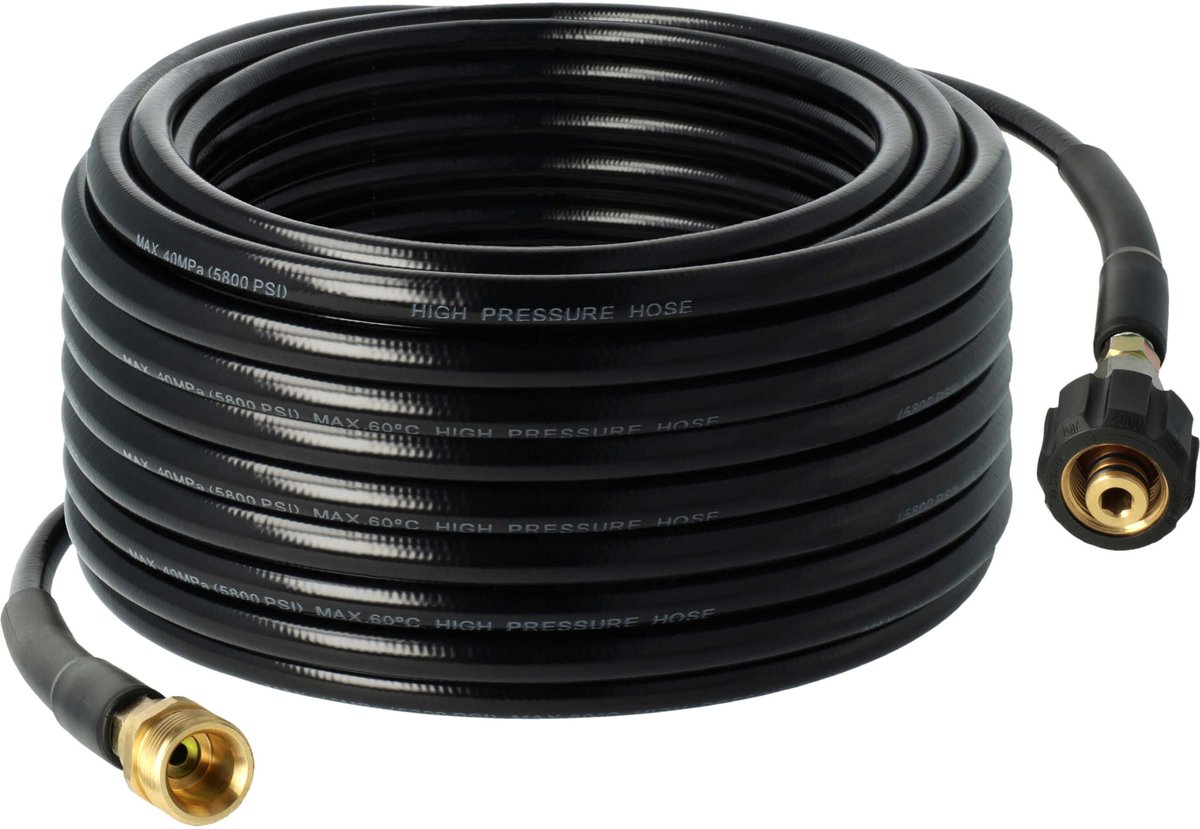 vhbw verlengslang van 30 m, compatibel met Kärcher K4, K 330 M, K 300M-PL-HORNBACH hogedrukreinigers met M22 x 1,5 schroefdraadaansluiting, zwart