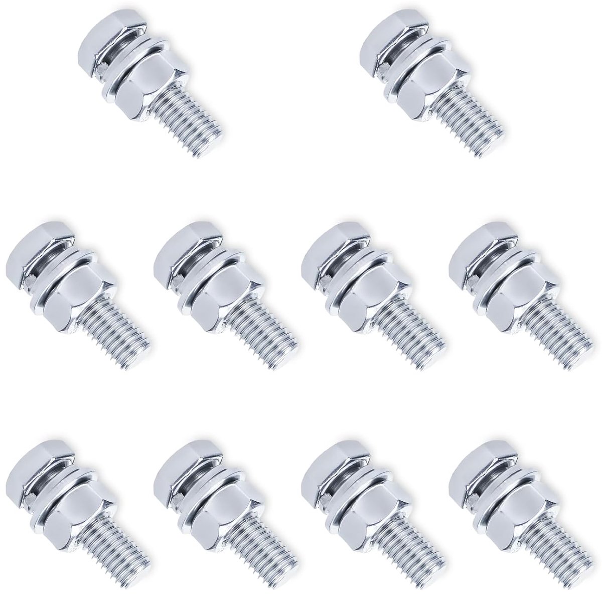 10 stuks M10 x 30 mm zeskantschroeven, met moeren en sluitringen, M10 schroeven, bouten A2 V2A slotschroeven, roestvrij staal, DIN933 / DIN934 / DIN125