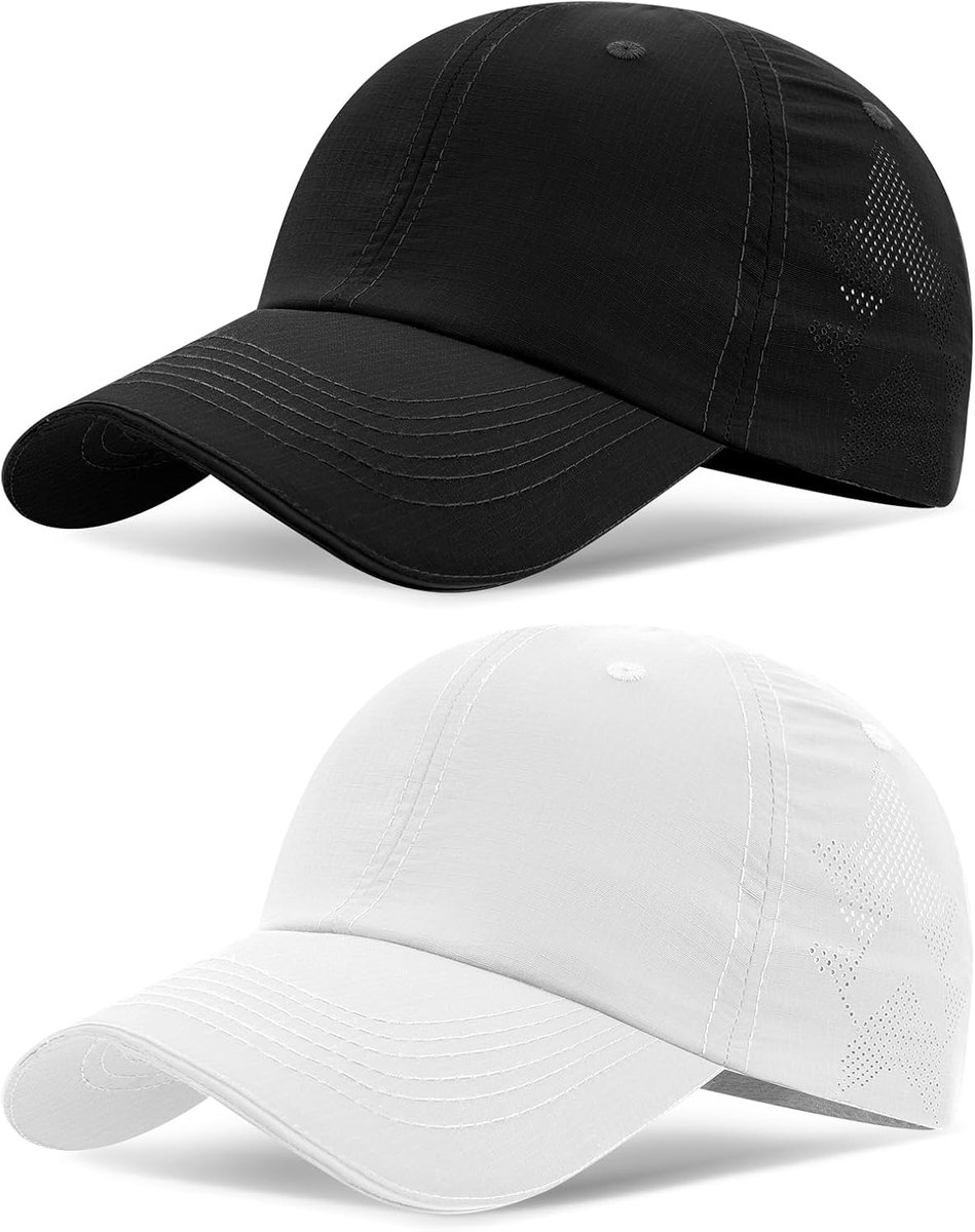 2 stuks uniseks sport honkbalpet voor mannen vrouwen, sneldrogende opvouwbare lichtgewicht anti-UV running zonnehoed, ademende verstelbare outdoor golfpetten, ideale hoeden voor vissen, wandelen