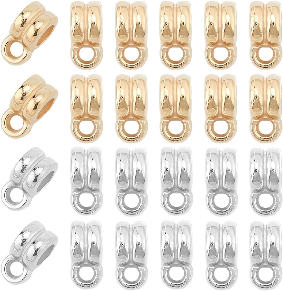 Kralen gesp borgtocht kralen goud plastic gegroefde kolom groot gat textuur links lus losse afstandhouders connector bedels voor sieraden armbanden