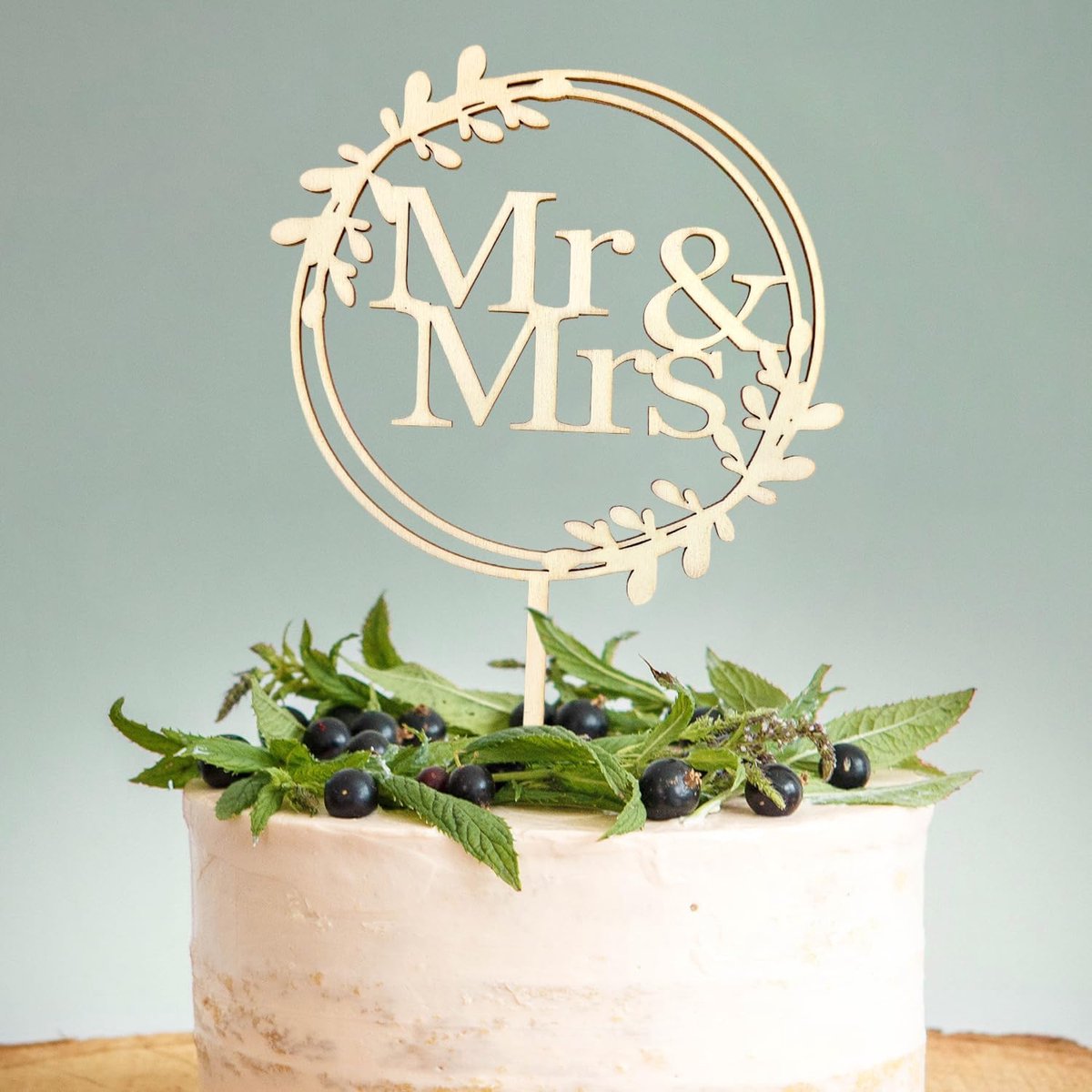 taarttopper 'Mr en Mrs' voor bruiloft, jubileum of verlovingsfeest, Stijl 1