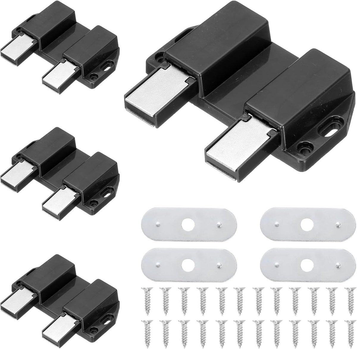 4 stuks magnetische deursluiters, drukken voor het openen van deuren met magnetische druk, voor kasten, deuren, kasten, bruin