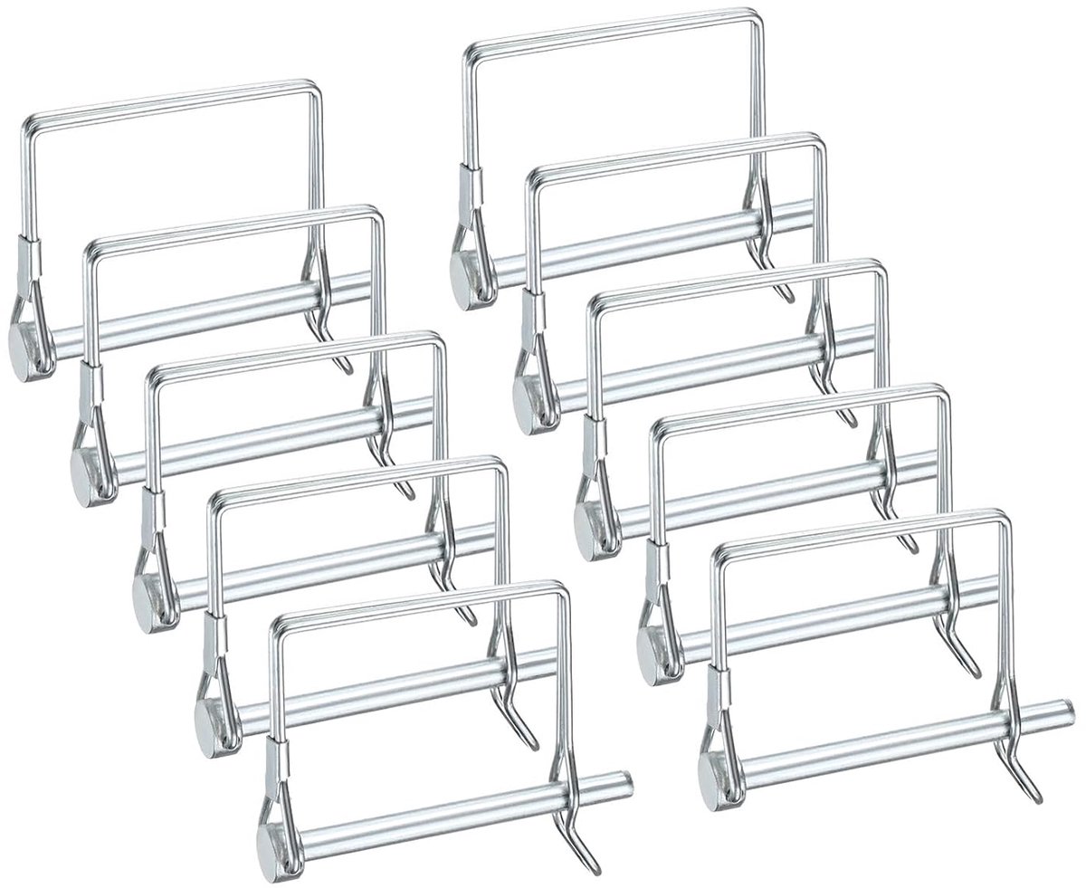 METERXITY 10 stuks voor aanhangers, 6 mm x 70 mm (D x L) van verzinkt koolstofstaal, D-vormige bouten voor aanhangers, vergrendelingspen met oor voor landbouwaanhangers, kegels van de as