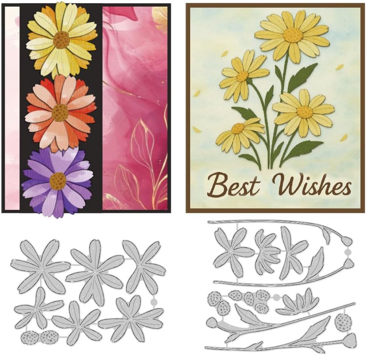 Stansvormen Met Realistische Madeliefjes Kaartenmaken Metaal Stanssjablonen Scrapbooking Reliëfdrukken Stansvormen Voor DIY Knutselen Fotoalbums Cadeau Wenskaarten Decor