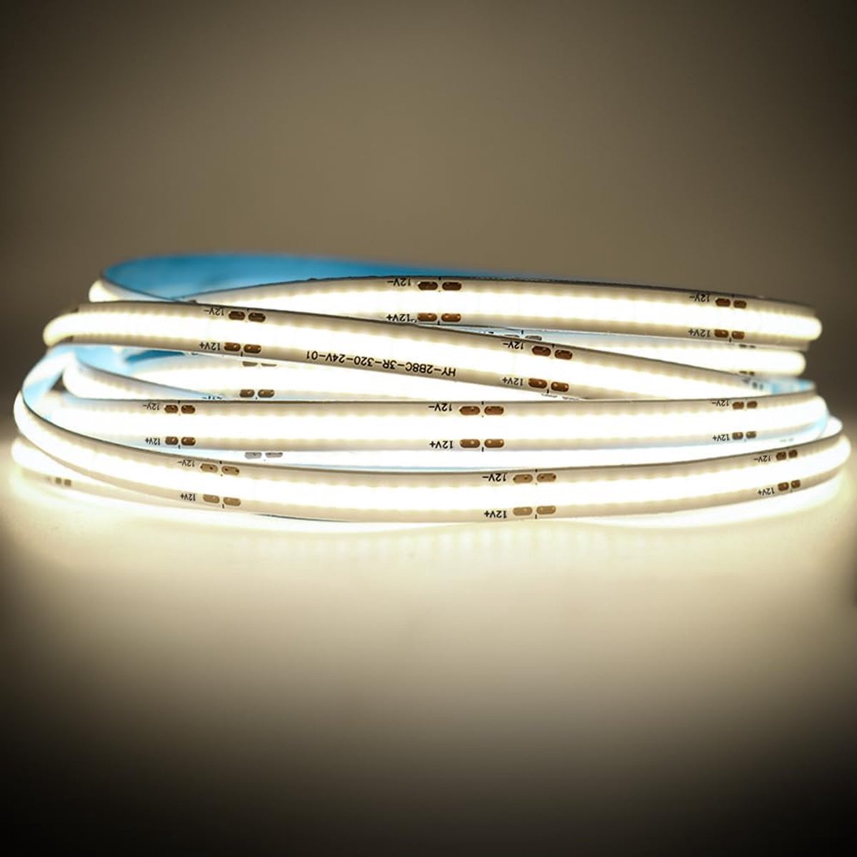 5m COB LED Strip 12V Neutraal Wit 4000K COB LED-verlichting zonder adapters Dimbaar Hoge Dichtheid LED Licht 320LEDs/m IP20 voor Slaapkamer Keuken Interieur Decoratie
