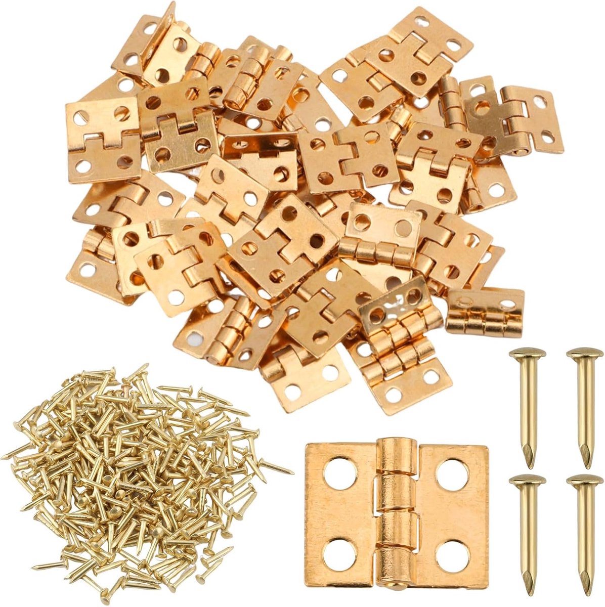 Scharnieren, 0,8x1cm Puur Koperen Kont Scharnier Messing Scharnieren met Schroeven Mini Opvouwbare Kont Scharnieren voor Kleine Kastdeur Sieradendoos