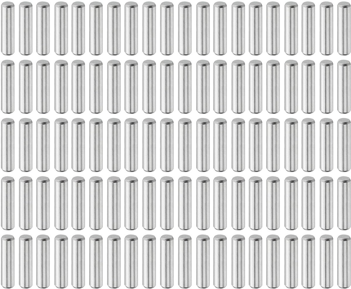 100 stuks 3 mm x 12 mm plugstiften, 304 roestvrij staal, cilindrische planksteunstokken, positioneerpennen, plankbevestigingselementen voor boekenkast, kast (GB119), zilver