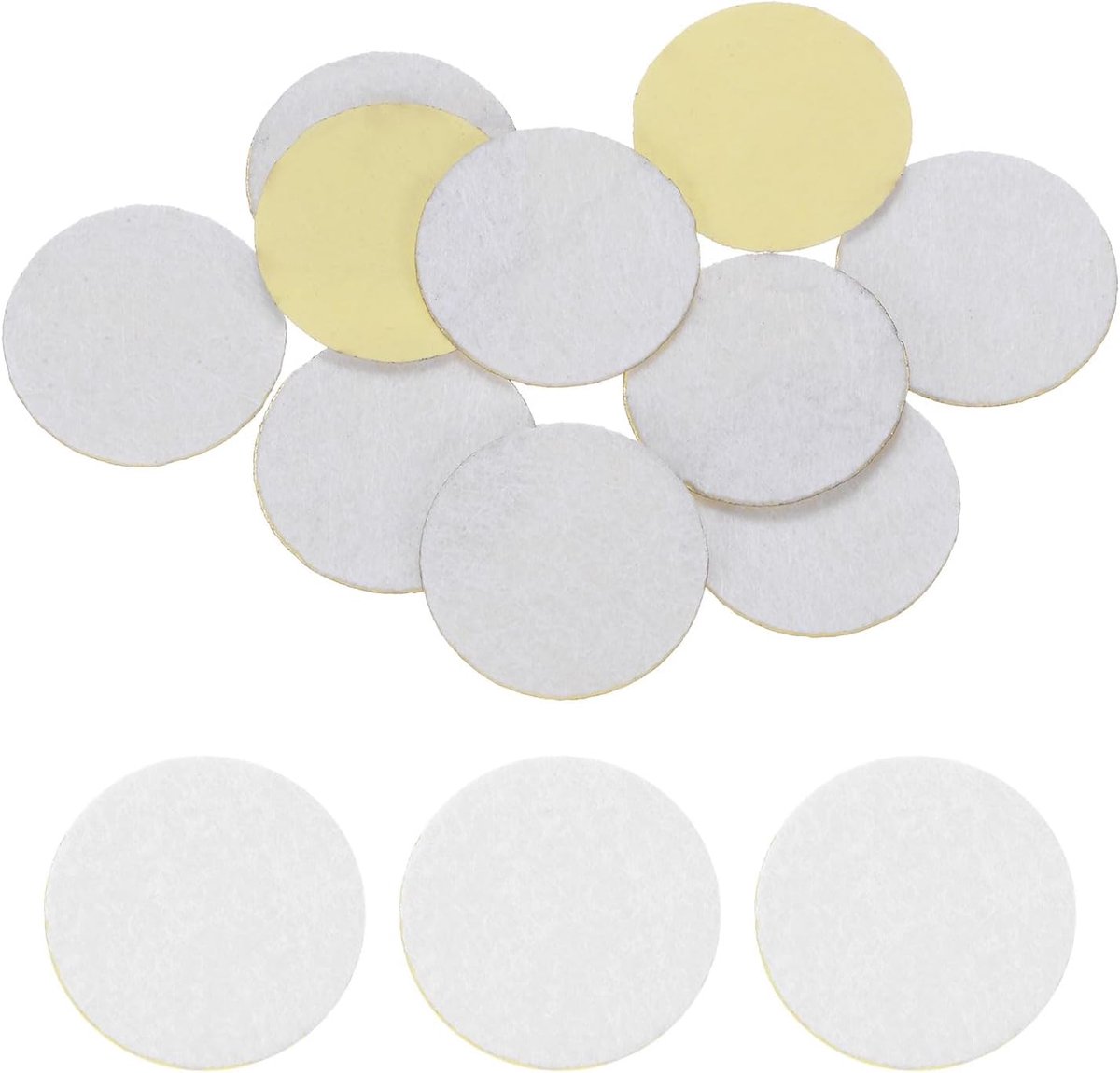 10 stuks ronde zelfklevende viltcirkels, 25 mm, voorgesneden vilten stickers van vliesstof voor doe-het-zelf naai- en knutselprojecten, wit