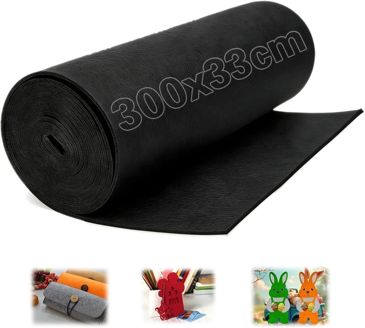 Stof, zwart, vilt, 3 mm dik, viltrol, viltmatten om te snijden, knutselvilt, polyester voor doe-het-zelf handwerk, viltonderlegger, patchwork, opbergtas
