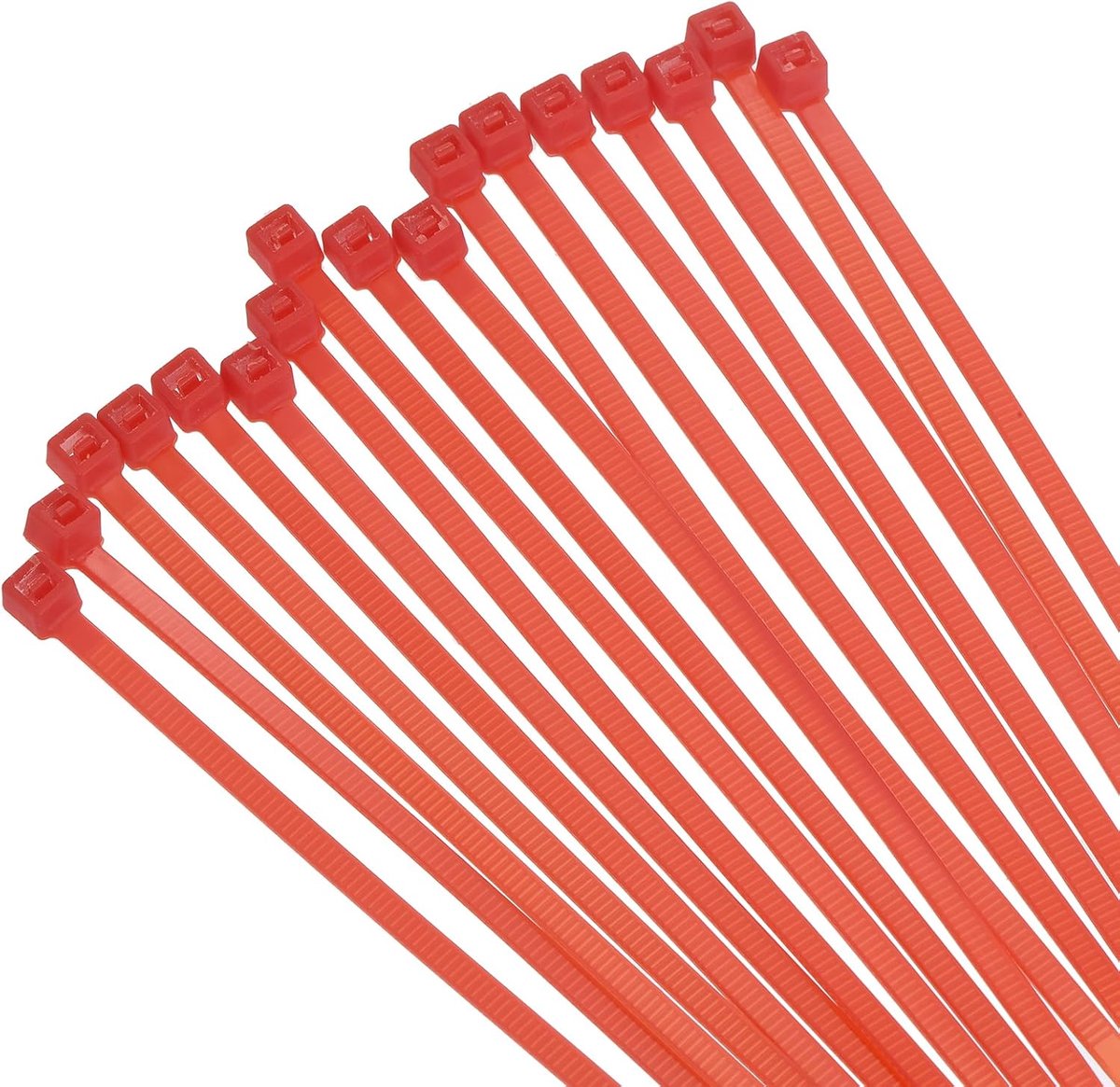 Kabelbinders, 100 stuks, 20 cm, zelfborgende nylon kabelbinders met een treksterkte van 10 kg voor binnen en buiten, rood