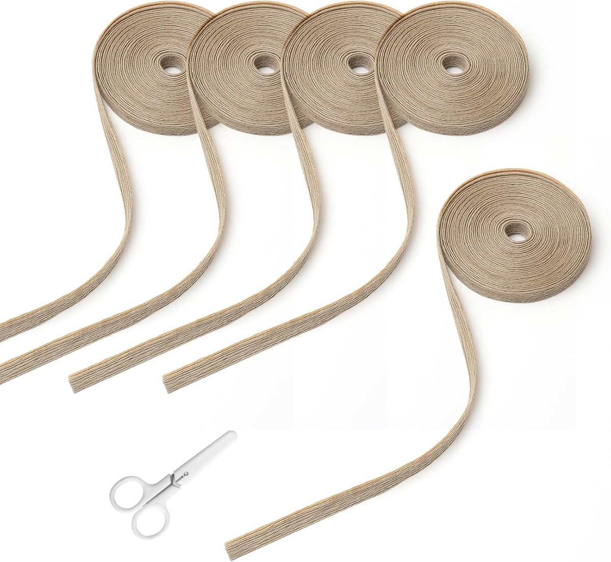 5 rollen jute lint, 6 mm breed, 50 m, vintage decoratief lint, cadeaulint, zaklinnen, decoband voor Kerstmis, doe-het-zelf handwerk, verpakking, boeket, decoratie, bruiloftsdecoratie met