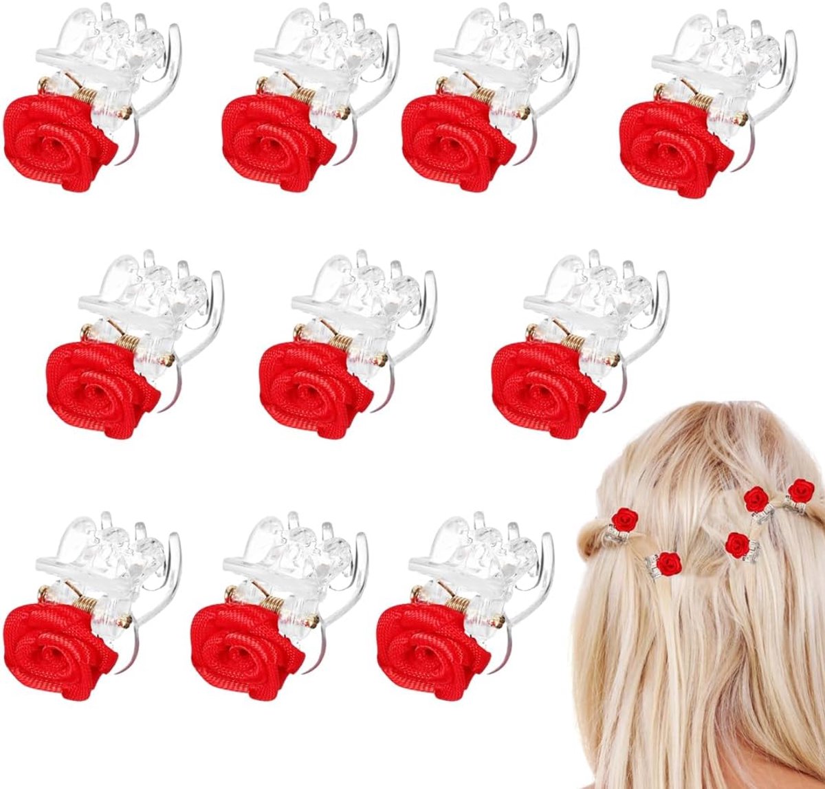 Haarspelden, kleine bloemen, haaraccessoires voor dames en meisjes, rood