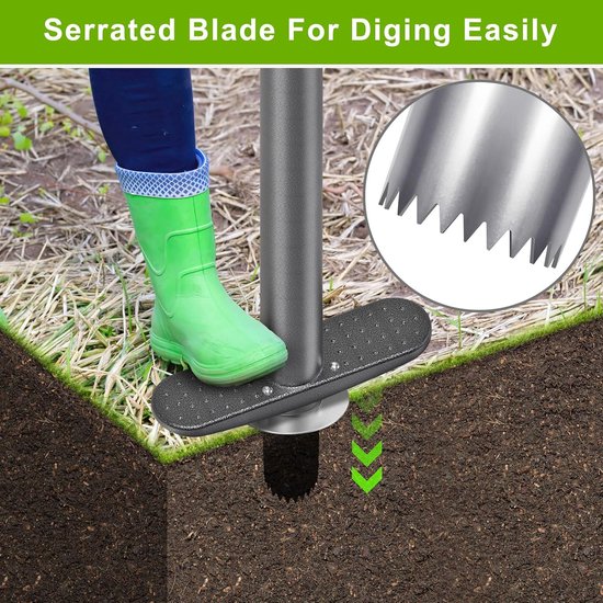 3-in-1 grasplugger en bollenplanter, diepteverstelling (7,5-15 cm) roestvrijstalen scherpe tanden, ergonomische grip, voor grasreparatie, bodembemonstering en tuinbeplanting, 81 cm — afbeelding 3
