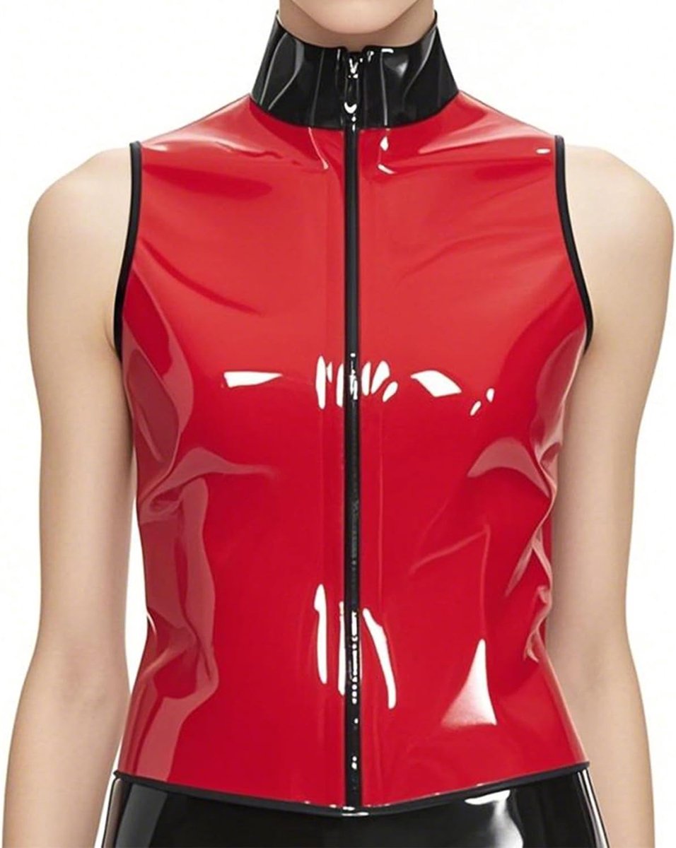 Latex Mouwloze Top voor Vrouwen,Damesshirt met Korte Mouwen van Natuurlijk Rubber,Geschikt voor Cosplay-Kostuums