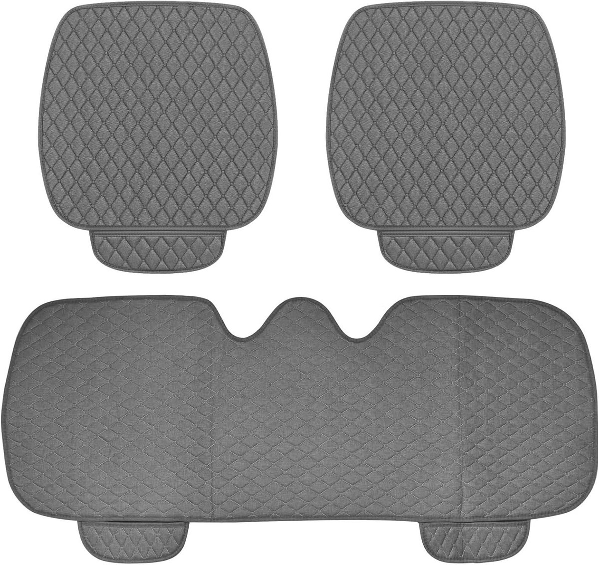 3-delige set autozitkussens, universele stoelhoezen, antislip autostoelhoes, auto voor- en achterzetelstoelkussen, autostoelhoezen Ademende stoelhoezen voor autostoel SUV vrachtwagen (grijs)