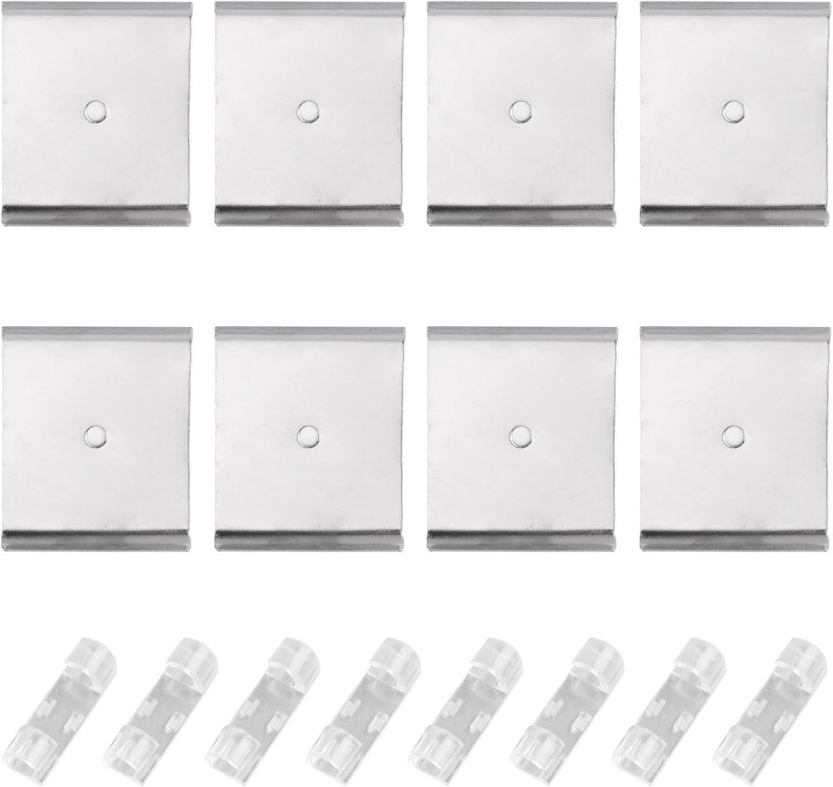8 Stks Vierkante Onder Kast Lichten Magnetische Sticky Vervanging Magnetische Strips met Zelfklevende Backing Universele Roestvrij Ijzer Blad voor Kastverlichting (Zilver)