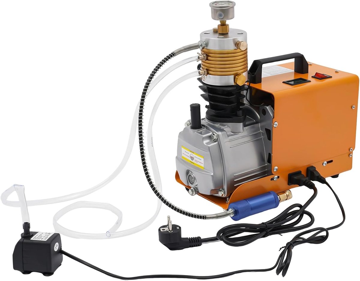 30 MPA Hogedruk-luchtpomp, 1800 W, professionele elektrische luchtcompressorpomp met olie-waterafscheider, 26,4 gal/min, voor PCP-geweren, gasflessen, banden, industriële test