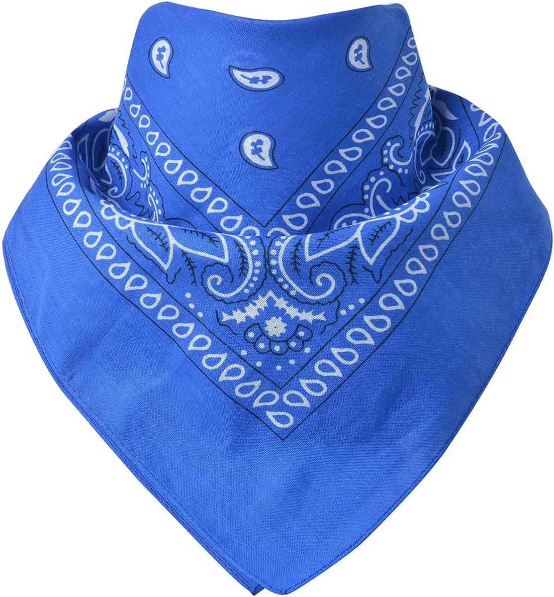 hoofddoek en halsdoek, veelzijdig accessoire, 100% katoen, 55 x 55 cm, Paisley koningsblauw, 55x55cm