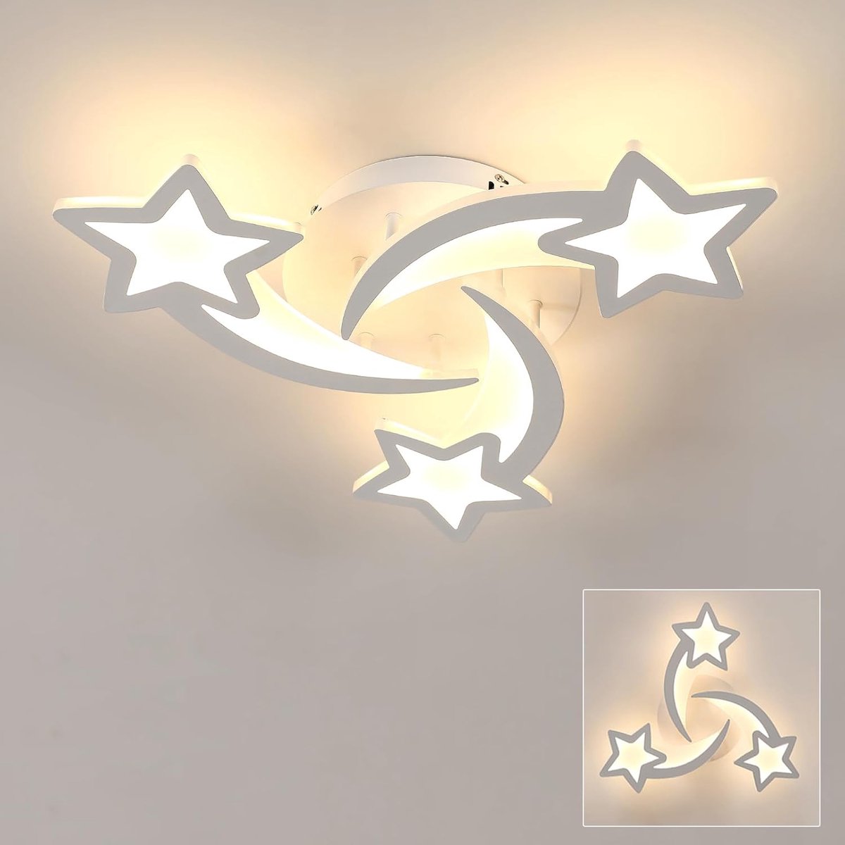 LED Kroonluchter Plafonnier, Creatieve Stervorm LED Plafondlamp, 38W 3420LM Plafondlamp, Warm Licht 3000K Slaapkamer Kroonluchter, Woonkamer Plafondlamp