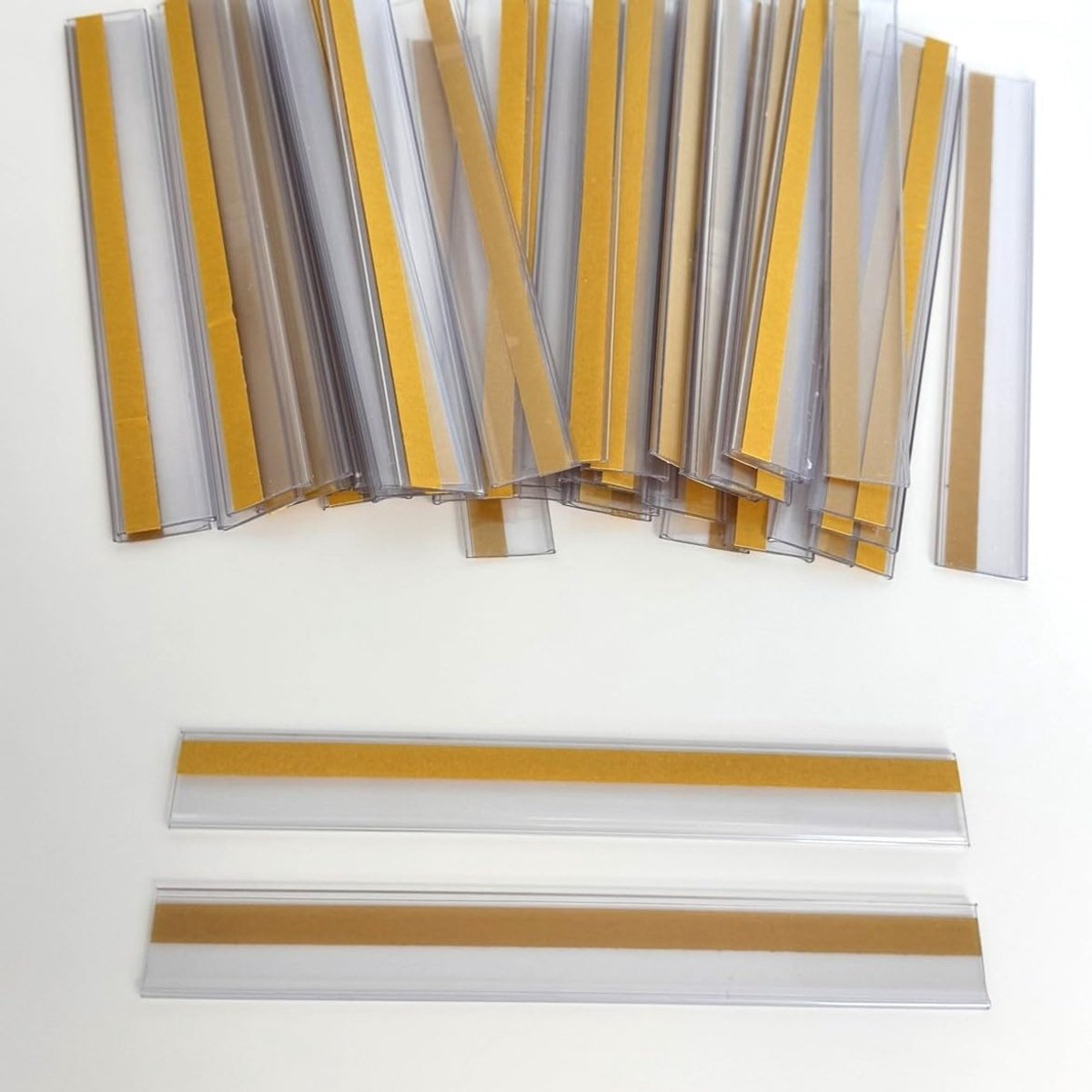 50 stuks zelfklevende etiketten, individuele etiketten, 200 mm, prijskaarten, prijskaarten, transparante zelfklevende etiketten (25 x 200 mm)