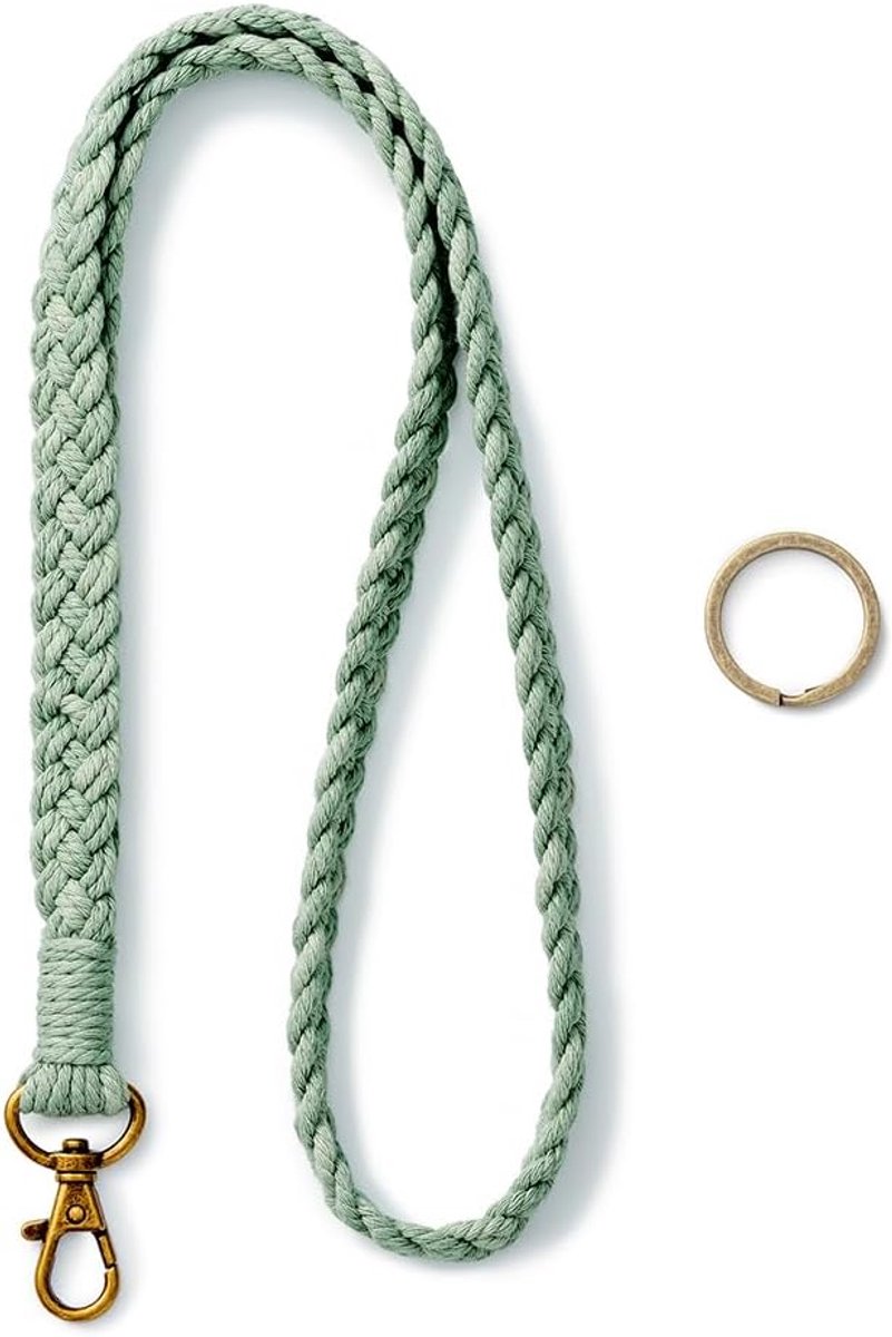 sleutelhanger lang zwart, sleutelhanger om om de nek te hangen, lange gevlochten sleutelhanger voor ID-kaarten en sleutels