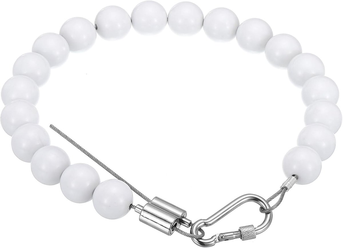 1 Stks Vlaggenmast Retainer Ring Vlaggenmast Accessoires, Vlag Kralen Mount Ring Houd Vlag Dicht bij Pole Gewicht met Rvs Kabel voor Vlaggenmast Wit