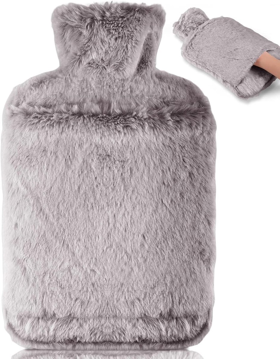 Warmwaterkruik met Zachte Hoes, 2L, Lekvrij, Kangoeroezak,Bruin | Warmwaterkruik Voor Nek, Schouders, Rug, Buik En Voeten. Biedt Constante Warmte, Voor Koude Winterdagen En Als Cadeau