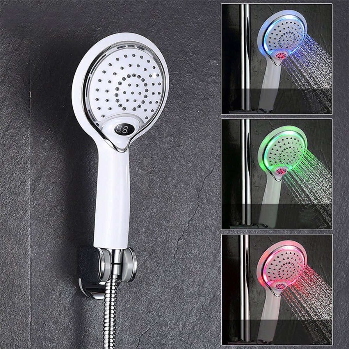 led-douchekop met temperatuurweergave, 3 verschillende kleuren