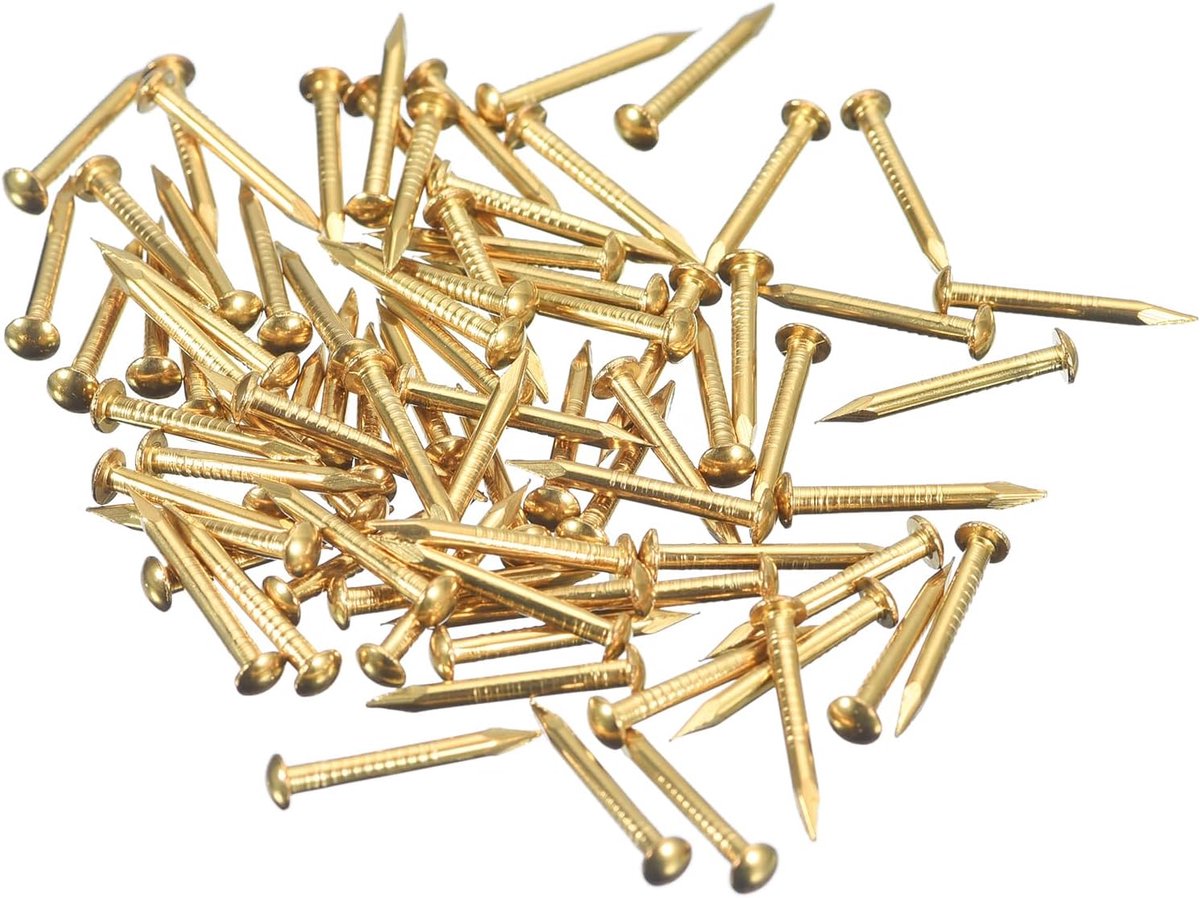160 stuks kleine nagels, 1,5 mm x 15 mm (d x b), messing nagels, hardware, nagels, kleine nagels, afbeeldingen voor decoratieve dozen, doe-het-zelf hout, woonaccessoires, messing
